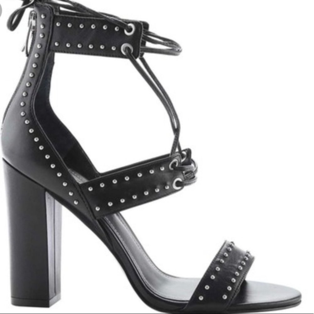 Kendall & Kylie black block studded sandal heels